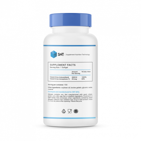 SNT Vitamin D3 + K2 2000 IU, 150 капсул