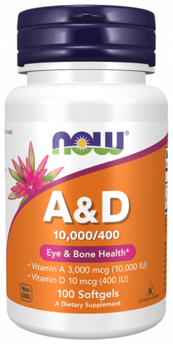 NOW A&amp;D 10000/400 IU, 100 капсул