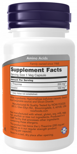 NOW L-Theanine 200 mg, 60 капсул