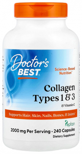 Doctor's Best Collagen Types 1 and 3, Коллаген 1 и 3 типа с Витамином C, 240 капсул