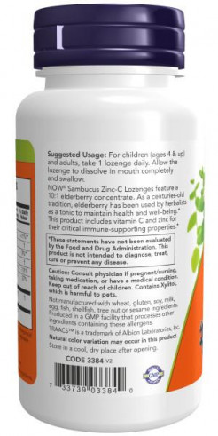 NOW Sambucus Zinc-C, 60 таблеток