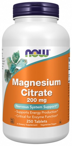 NOW Magnesium Citrate 200 mg, 250 таблеток